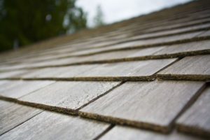 A close up of the roof of a house